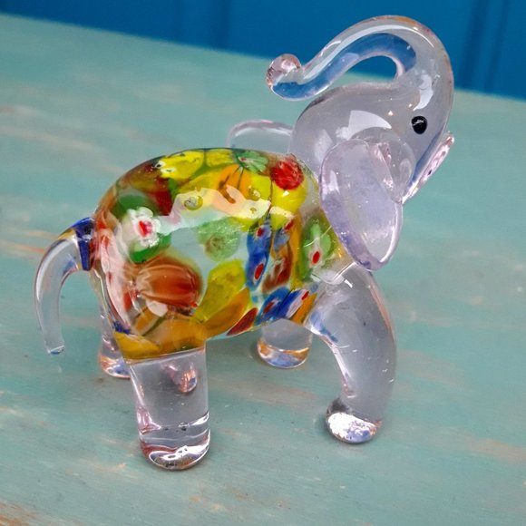 Murano Glass Elephant Millefiore Multi Colored Blown Glass Handmade Figurine - Picture 11 of 16